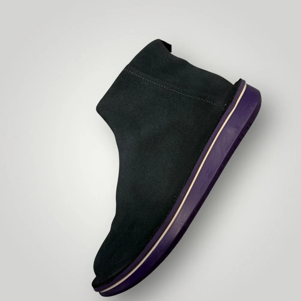 Camper Formiga Charcoal Suede Purple Sole Side Zip Ankle Boots Womens‎ 37